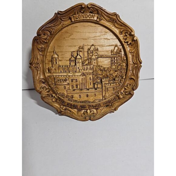 VINTAGE London The Tower And Tower Bridge Plaque Wood Decorative Wall Hanging 3D - Picture 3 of 10